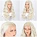 Persephone Glueless Platinum Blonde Lace Front Wig Wavy Fashion Long Light Blonde Synthetic Wigs for Women Half Hand Tied Repalcement Hair Wig 22 Inches