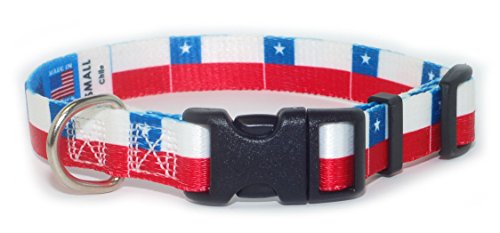 Chile Chilean Flag Dog Collar for Small, Medium, or Large Dogs by PatriaPet (Small: 9-13 in.)