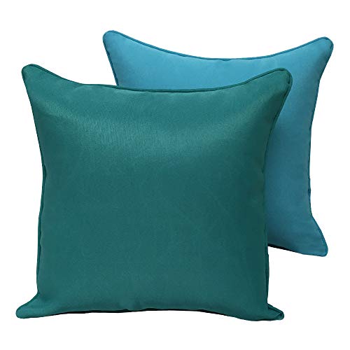 Vanteriam 2 Pack Decorative Outdoor Solid Waterproof Throw Pillow Cover with Piping, Accent Pillow case for Outdoor Patio Furniture Set, Square 18''x18'' Sky Blue - Thumbnail 6