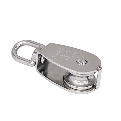 2Pcs - Ansoon 32MM Single Pulley Block 304 Stainless Steel Tackle Pulley Wear-Resistance Pulley Roller Smooth Wire Rope Cable Loading - Thumbnail 3