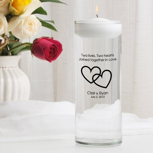 Personalized Floating Wedding Unity Candle- Two Lives Two Hearts