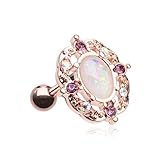 Rose Gold Grand Florid Opal Cartilage Tragus Earring 316L Surgical Steel