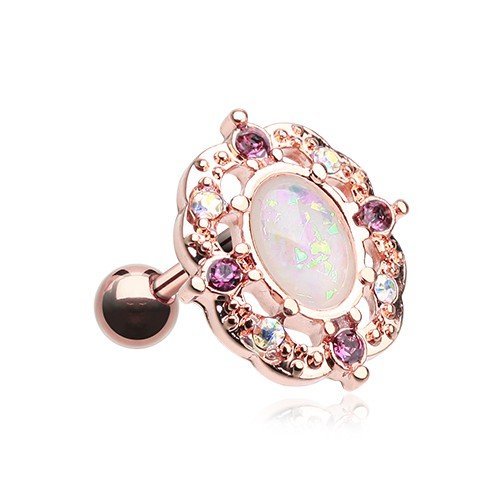 Rose Gold Grand Florid Opal Cartilage Tragus Earring 316L Surgical Steel