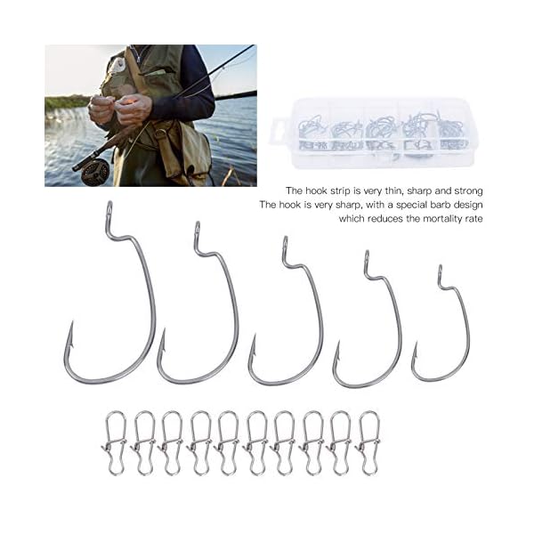 Barb Design Kurbelhakenset, feine Verarbeitung Angelhaken, Süßwasser aus legiertem Stahl für Fischer – Bild 3