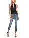 Womens Lightweight Sexy Drape Backless Cowl Neck Low Cut Halter Top with Stretch Black/S