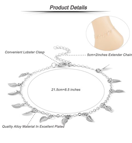 YOVORO 9PCS Charm Anklets for Women Girls Bracelets Beach Anklets Foot Jewelry Adjustable S