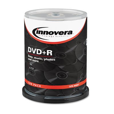 Innovera 46891 DVD+R 4.7GB 16X Discs With Spindle, Silver, 100 Per Pack
