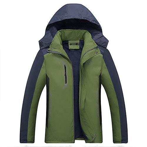 NRUTUP Men's Casual Long Cotton Padded Velvet Thickened Outdoor Sports Coat Track & Active Jackets Active Shirts & Tees(Green,XL) - Thumbnail 6
