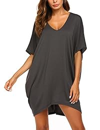 jeere Mujer Túnica Casual de media manga suelto vestido de playera, XXL, gris