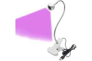 KLAZZ USB UV LED Black Light Lamp with Gooseneck & Clamp Fixtures for UV Gel Nails and Ultraviolet Curing, Apres Gel x Nail Tips, Plug & Play, Portable, Satin Detection, Blackligths Fluorescent Paint