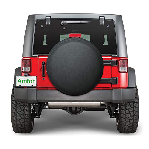 AmFor Spare Tire Cover, Universal Fit for Jeep, Trailer, RV, SUV, Truck and Many Vehicle, Wheel Diameter 25" - 27", Weatherproof Tire Protectors (Black)