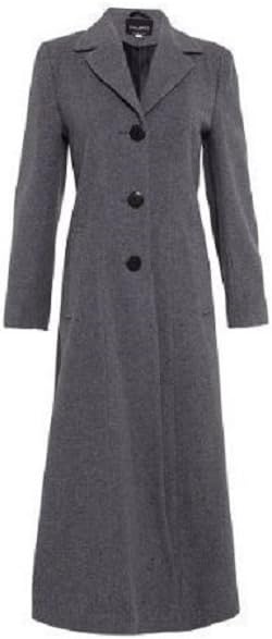 *NEW* Womens Ladies Wool & Cashmere Long Plus Size Smart Coat (12, Mid Grey)