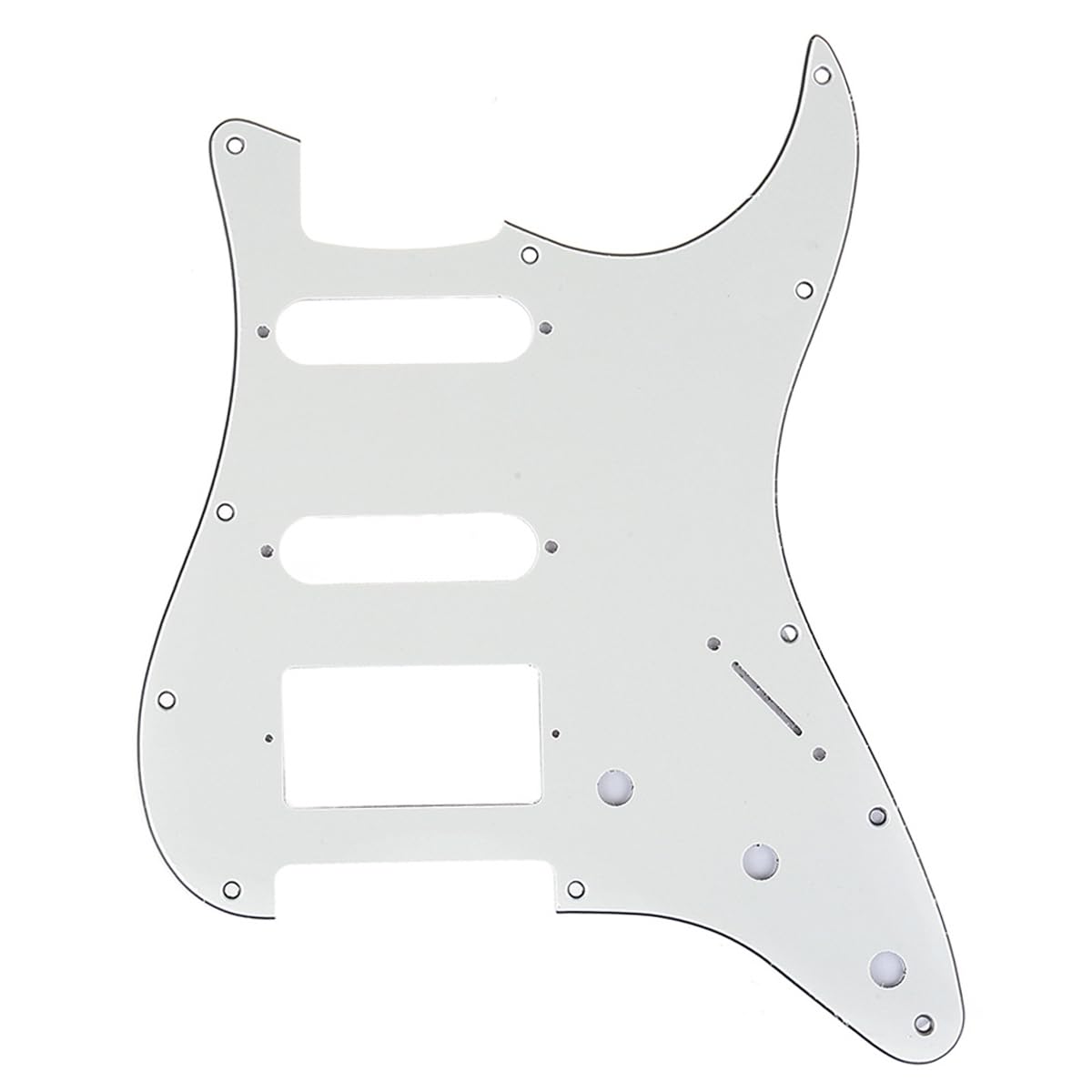 Musiclily Pro 11-Hole Modern Style Strat HSS Pickguard for American Stratocaster Guitar, 3Ply Parchment