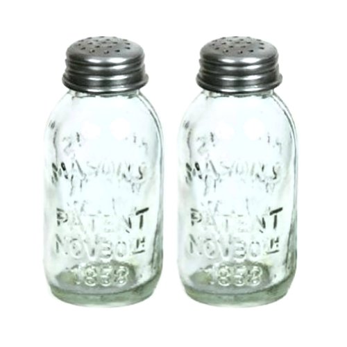 Set of 2 Glass Mason Jar Salt and Pepper Shakers