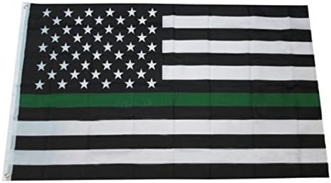 Thin Blue Line Flag - World's Finest Wall Flag Free Personalization (Police, Firefighter,EMT, and Paramedics) Black, White, Blue,Red American flag Brass Grommets BLUE LIVES MATTER -Candiway (green)