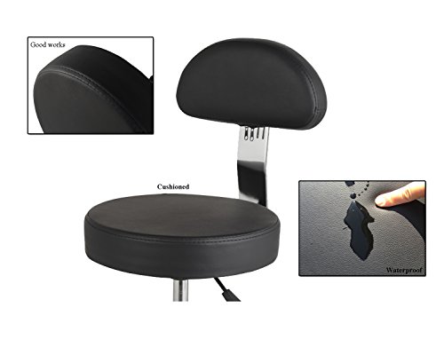 Studio Stool Chair Adjustable Swivel Rolling for Home Office Work-Benches Lab Hospital Kitchen Stool with Back Support Larger Cushioned Seat