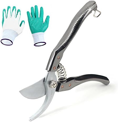ATBAY Garden Bypass Pruning Shears Garden Clippers with Safty Lock and Gloves,Garden Shears Hand Pruner(Black)