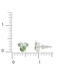 Disney Minnie Mouse Birthstone Jewelry, Silver Plated Crystal Stud Earrings for Women and Girls Mickey's 90th Birthday Anniversary (More Colors Available)