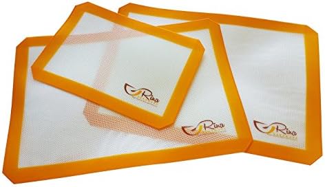 Rina Bakeware - Silicon Baking Mat - Set of 3 - Non Stick - Food grade - BPA free - High temperature range - cookware set (2 of 16.5" x 11.6")Â  andÂ (1 ofÂ 8.3" x 11.8") - FDA certified