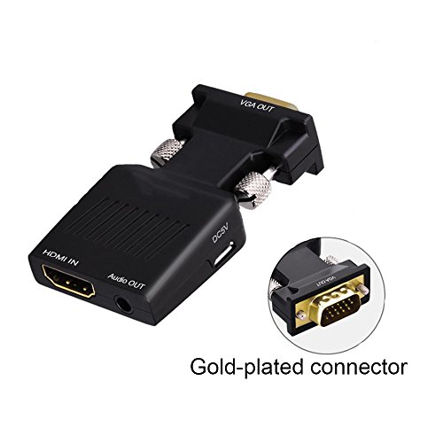 YYGJ HDMI Female to VGA Male Adapter,HDMI to VGA Converter 1080P with 3.5mm Audio Output Port Portable HDMI Connector for Laptop PC HDTV Projectors and Other HDMI Input Devices Black (HDMI to VGA)