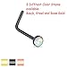 PiercedOff 316L Surgical Steel Rose Gold tone PVD L Bend Nose Stud with Synthetic Opal (T 0.8mm with 2.5mm White Opal)