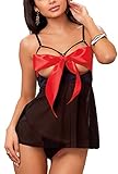 JuicyRose Unwrap Me Babydoll Open Cup Lingerie Set Plus Size (2XL, Black)
