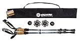 Taalo Trekking Poles / Walking Sticks - Aircraft Grade Aluminum With Anti-shock & Quick Lock Technology - Includes Natural Cork Grips and Air Ventilated Extra Padded Straps (1 Pair) (Black / Silver)