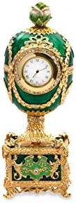 Rose on a Clock Fabergé Style Musical Egg with Swarovski Crystals