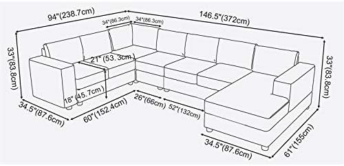 Amazon Com Bowery Hill Gray Linen 7 Seat Reversible Modular
