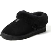 Fireside By Dearfoams Women's Adelaide Slippers, Genuine Shearling Suede Scuff, Memory Foam Slip-in House Shoes
