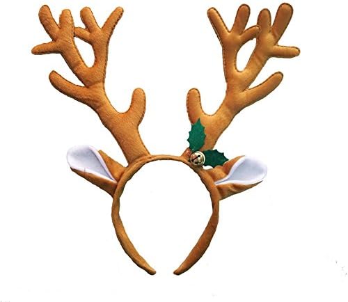 Christmas Elk Reindeer Antler Headband Decoration Party Hairbands Gifts, Masquerade Hair Accessory (Brown)