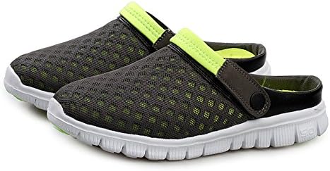 Vnfire Men Women Unisex Non-slip Breathable Mesh Net Slippers Beach Sandals Sports Leisure Casual Shoes Summer Sneakers Gray Green Size US 9.5