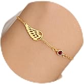 Sistble Valentines Day Gifts, Sympathy Gifts for Loss of Loved One Birthstone Bracelets for Women Gold Plated Angel Wing Memory Bracelet Sorry for Your Loss Gifts Memorial Remembrance Birthday Jewelry