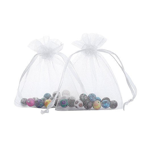 Dealglad 50pcs Drawstring Organza Jewelry Candy Pouch Christmas Wedding Party Favor Gift Bags (3x4", White)