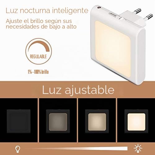 Emotionlite Children's Night Light with Twilight Sensor, 2 Pieces Infinitely Adjustable Brightness Very Good for Children's Room, Staircase, Bedroom, Kitchen, Orientation Light
