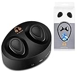 True Wireless Earbuds with Microphone for Running - Rechargeable Smart Phone Bluetooth Earphones with Mic - Sweatproof Cordless Sports Headphones for Gym - Clear Stereo Sound Ear Buds & Charging Case
