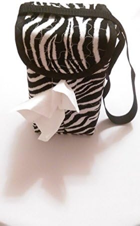 Car / Travel Tissue Holder / Zebra- black and white / 1 side slide adjustable straps / quilted cotton fabric / Velcro closure