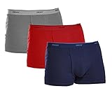 DKNY MEN'S 3 PACK CLASSIC BOXER BRIEF COTTON UNDERWEAR _NAVY/RED/SLATE GREY_L