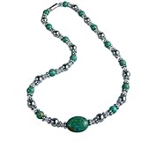 Rainso Magnetic Hematite Jewelry Necklace With Oval Shap Pendant Magnetic Clasp