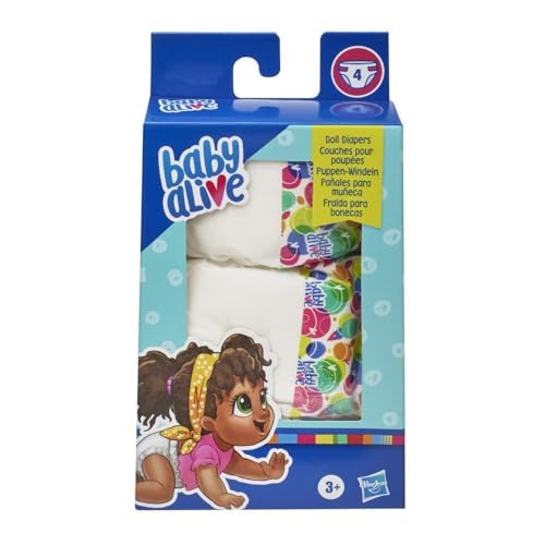 Baby Alive Doll Diaper Refill, Includes 4 Diapers, Toys Accessories, for Kids Ages 3 Years Old and Up
