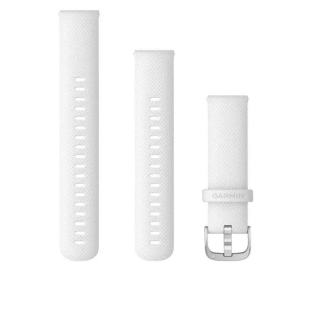 Garmin Quick Release Bands (18mm), suitable for selected Forerunner-,Venu- and vívoactive smartwatch series, Original accessory, Silicone, White with Silver Hardware