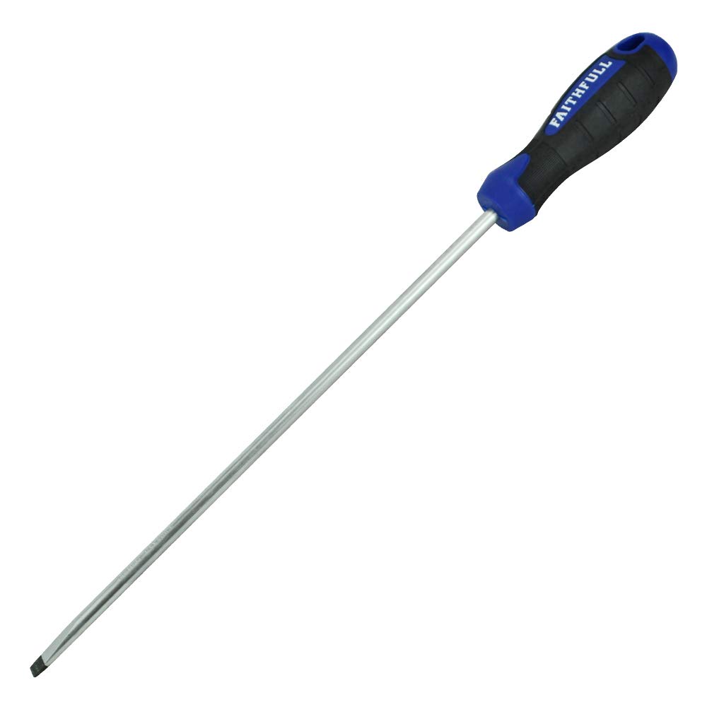 Faithfull Flared Screwdriver, Soft-Grip Handle, Chrome Vanadium Steel Blade with Magnetic Tip - 10mm x 250mm