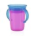 Nuby Plastic 1pk No Spill 2-Handle 360 Degree Wonder Cup - Colors May Vary, Red/Green/Pink/Aqua/Purple/Orange