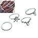 SUNSCSC Vintage Retro Silver Plated Flower Crystal Joint Knuckle Nail Ring Set of 8pcs