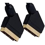 World of Data 2m Shielded Scart Cable - Professional Quality - 24k Gold Plated - Fully Wired 21-pin Scart - Audio & Video Lead - Male to Male