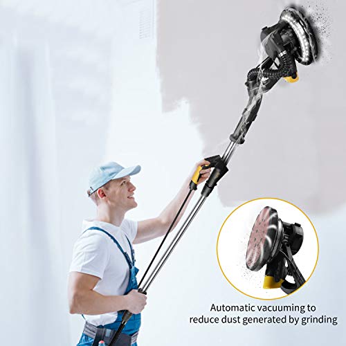Drywall Sander, Ginour 6A Electric Drywall Sander with Automatic Vacuum System, 6 Variable Speed