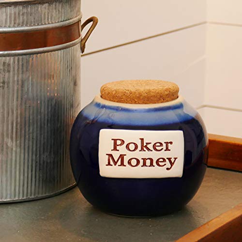 Tumbleweed Cottage Creek Poker Gifts Round Ceramic Poker Money Jar Poker Piggy Bank Poker Money Coin Bank/Gifts for Men [Blue] - Thumbnail 6