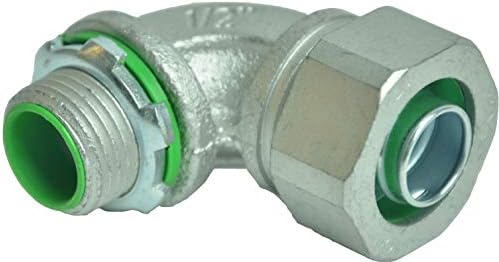 10-Pack Malleable Iron Liquid Tight Connector- Insulated Throat (90 degree, 1/2")