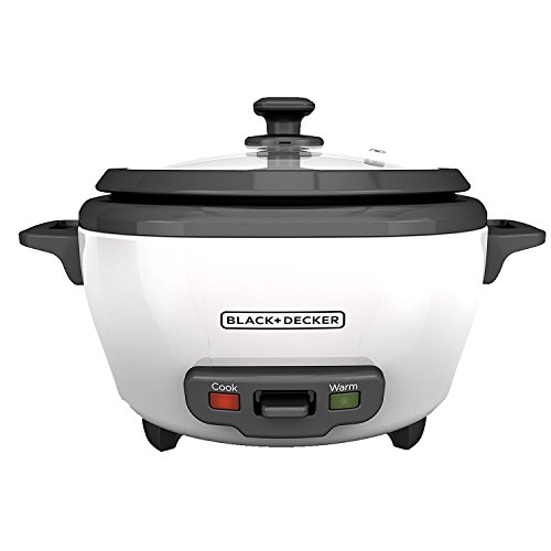 BLACK+DECKER 2-in-1 Rice Cooker and Food Steamer, 6 Cup (3 Cup Uncooked), White, RC506C