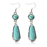 TS Women's Inlaid Turquoise Pendant Alloy Earrings (2.7 Inches)